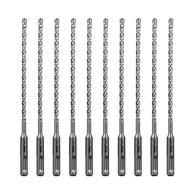 SALI 10PCS 1/4"*8" SDS Plus Rotary Hammer Drill Bit Concrete Drill Bit Kit Cross-Type Double Thread Carbide Material Suitable For Concrete, Brick, Cement Walls, Stone, Hammer Drill Bits For Concrete