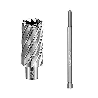 SALI Annular Cutter Diameter 1-1/4 Inch With Weldon Shank 3/4” (with 2 Flats)，Cutting Depth 2” Mag Drill Bit For Magnetic Drill Press HSS Fully Ground Drill With One 1/4”*4” Pilot Pin